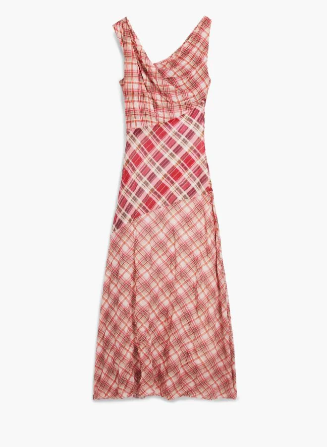DESIGUAL pink plaid Checked plaid strap dress for Women | Best Price UAE
